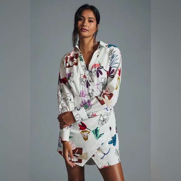 Maeve Dresses & Skirts - Anthropologie Maeve Wrap Shirt Dress Small